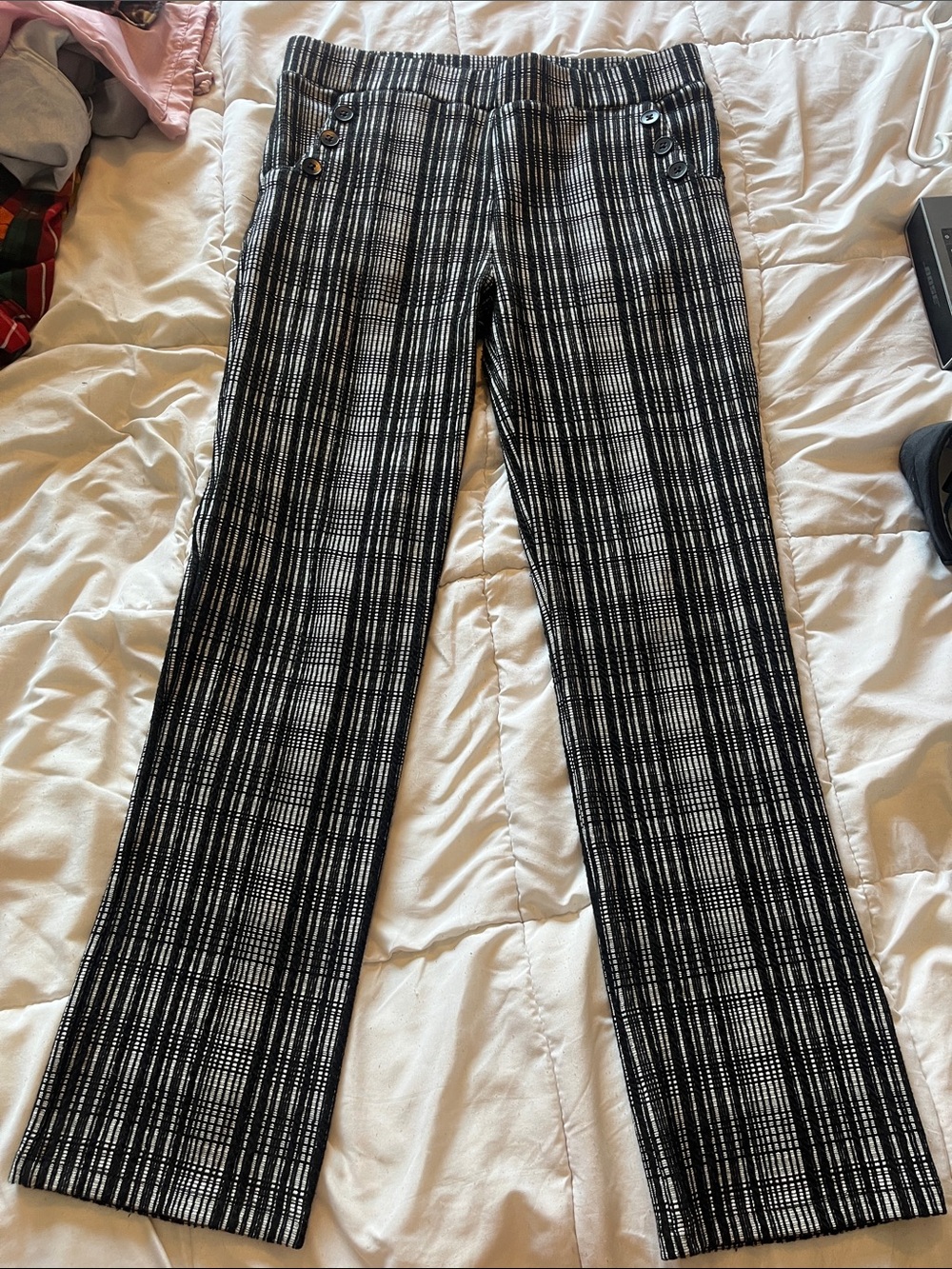 Betabrand Black & White Plaid Women's Trousers